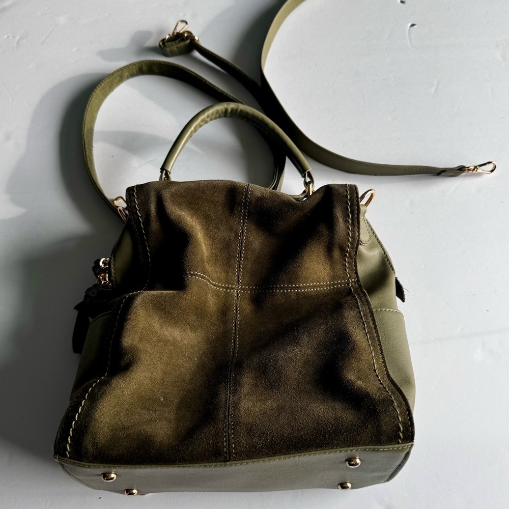 Moda Luxe Olive Green Suede & Leather Backpack Vegan - Picture 5 of 16